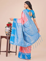 Thumbnail for Aanika Women Peach Linen Cotton Saree With UnStiched Blouse - Distacart