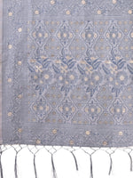 Thumbnail for Aanika Women Grey Cotton Saree With UnStiched Blouse - Distacart