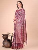 Thumbnail for Aanika Women Magenta Cotton Saree With UnStiched Blouse - Distacart