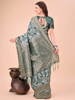 Thumbnail for Aanika Women Green Cotton Saree With UnStiched Blouse - Distacart