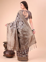 Thumbnail for Aanika Women Brown Cotton Saree With UnStiched Blouse - Distacart