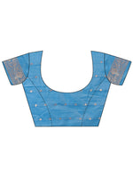 Thumbnail for Aanika Women Sky Blue Linen Cotton Saree With UnStiched Blouse - Distacart