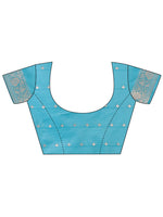 Thumbnail for Aanika Women Teal Linen Cotton Saree With UnStiched Blouse - Distacart