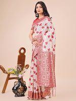 Thumbnail for Aanika Women Maroon Linen Cotton Saree With UnStiched Blouse - Distacart