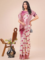 Thumbnail for Aanika Women Magenta Linen Cotton Saree With UnStiched Blouse - Distacart
