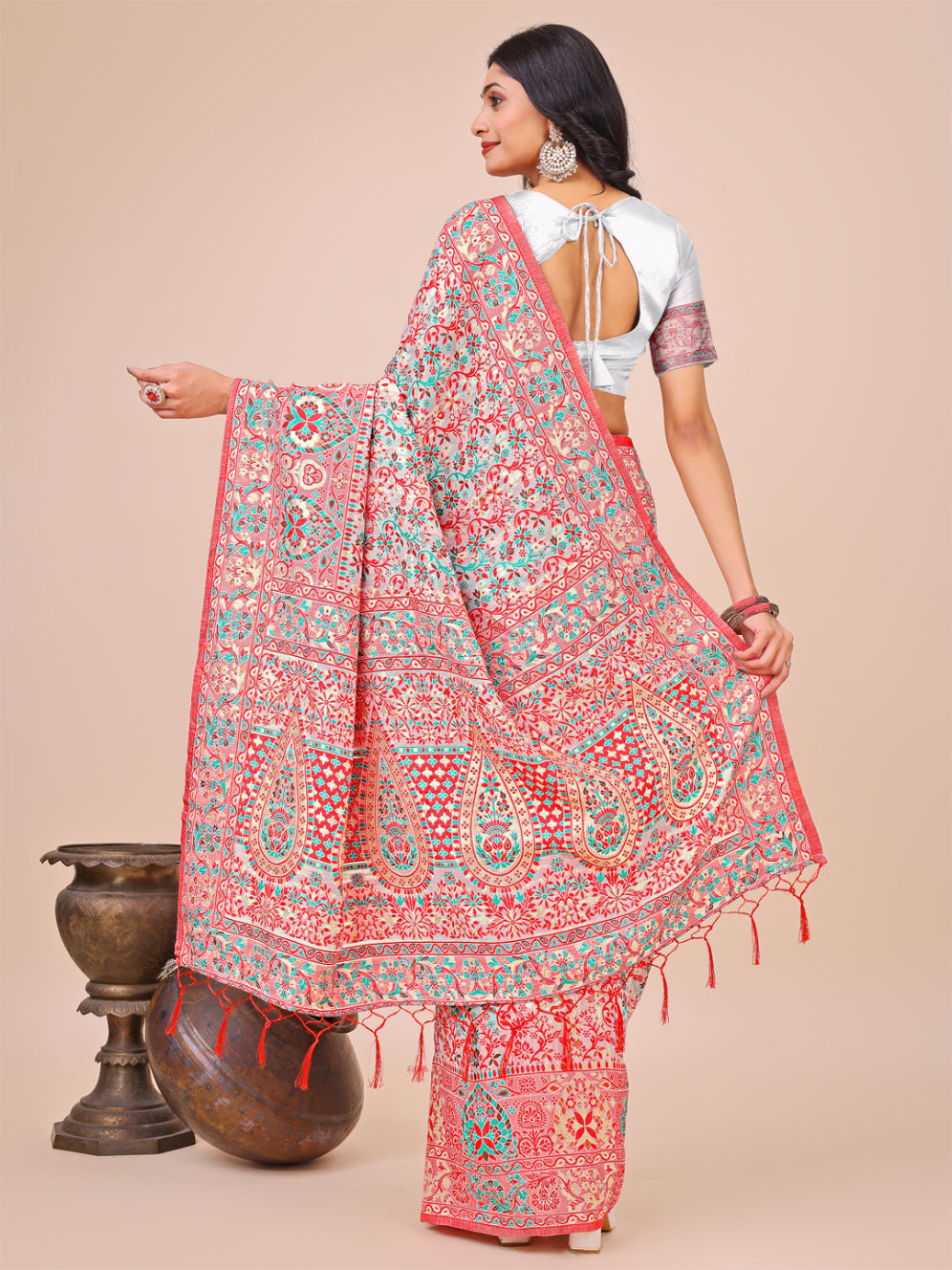 Aanika Women White Cotton Saree With UnStiched Blouse - Distacart