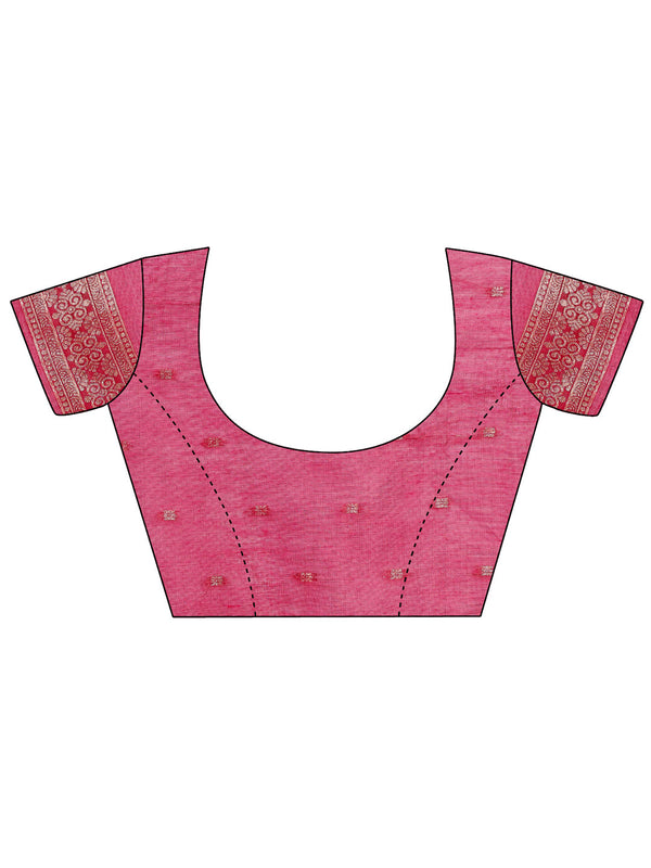 Aanika Women Pink Cotton Saree With UnStiched Blouse - Distacart