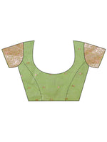 Thumbnail for Aanika Women Green Linen Cotton Saree With UnStiched Blouse - Distacart
