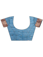 Thumbnail for Aanika Women Blue Linen Cotton Saree With UnStiched Blouse - Distacart
