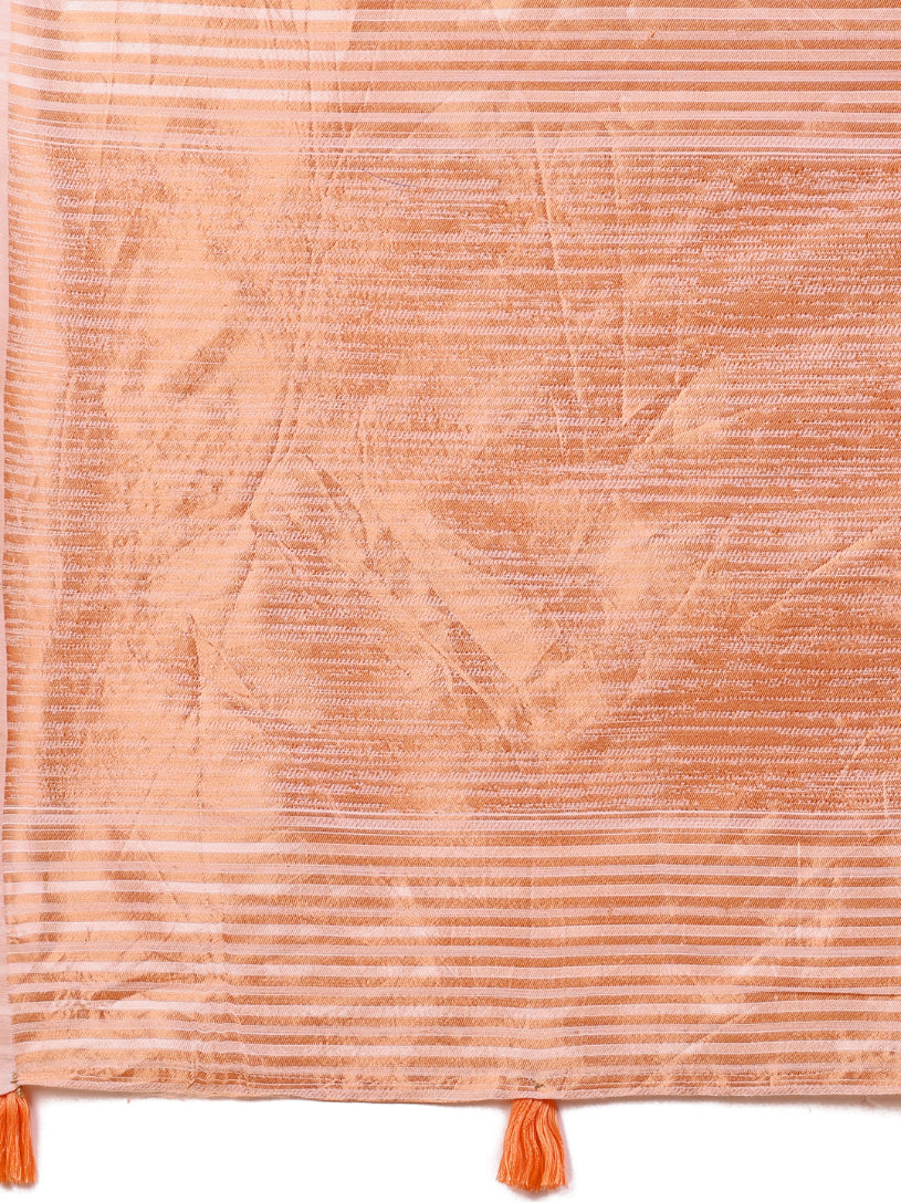 Aanika Women White Linen Cotton Saree With UnStiched Blouse - Distacart