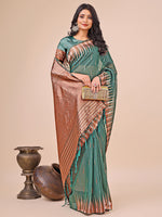 Thumbnail for Anaita Green Linen Cotton With Jacquard Work And Zari Weaving Saree With Blouse - Distacart