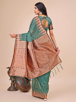 Thumbnail for Anaita Green Linen Cotton With Jacquard Work And Zari Weaving Saree With Blouse - Distacart