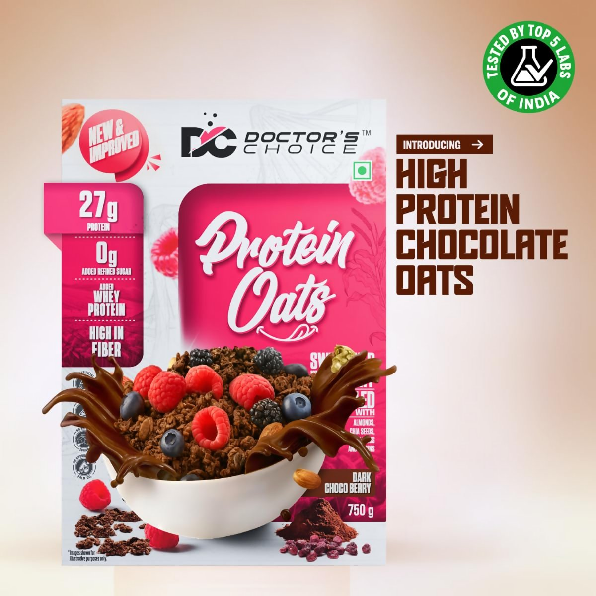 Dc Doctors Choice High Protein Oats ( Dark Choco Berry Flavor) - Dista