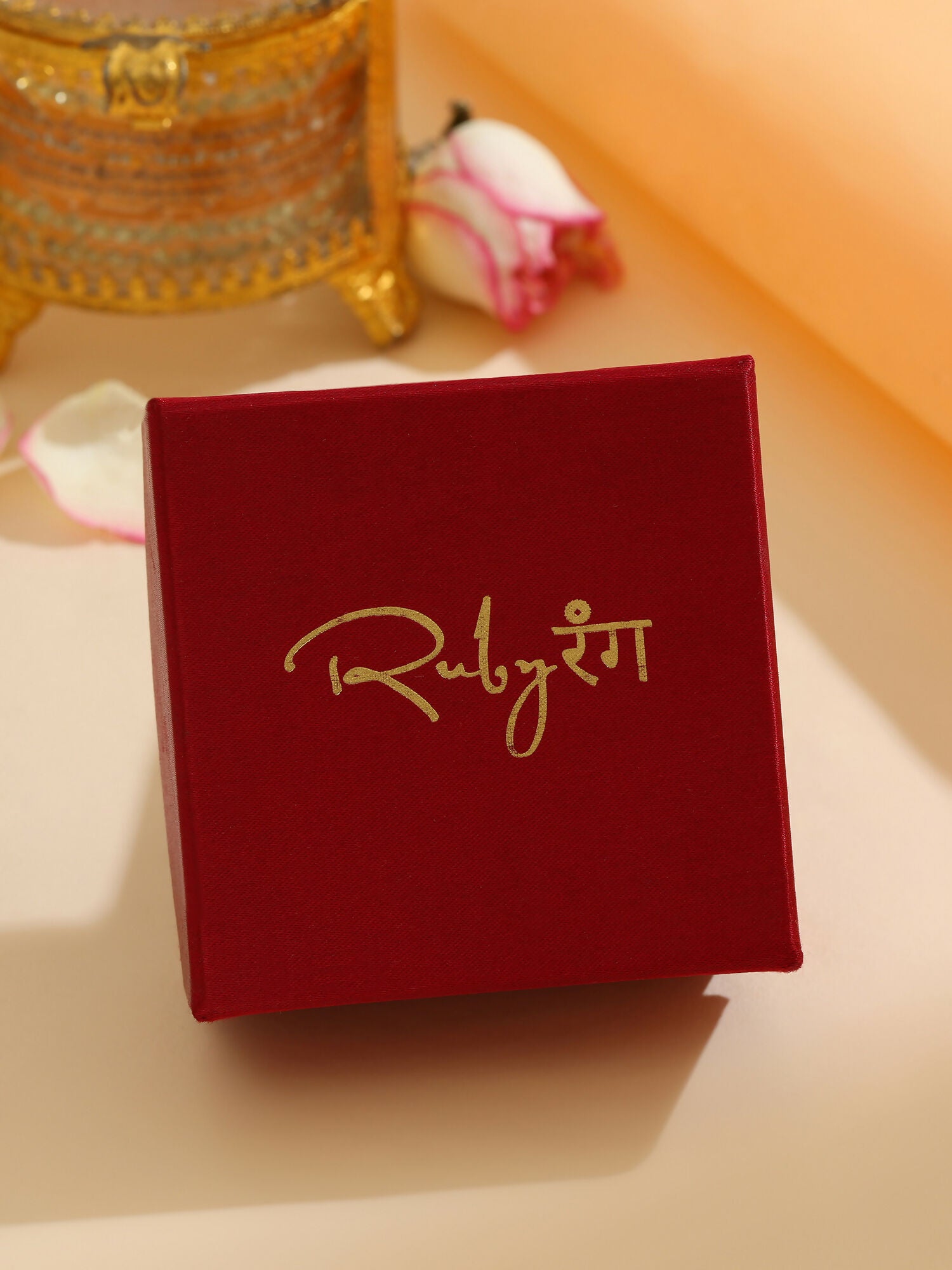 Ruby Raang 22k Gold Polished Blush Pink Kundan Earrings