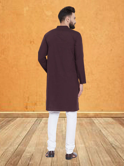 Even Apparels Men's Pure Cotton Maroon Kurta - Distacart