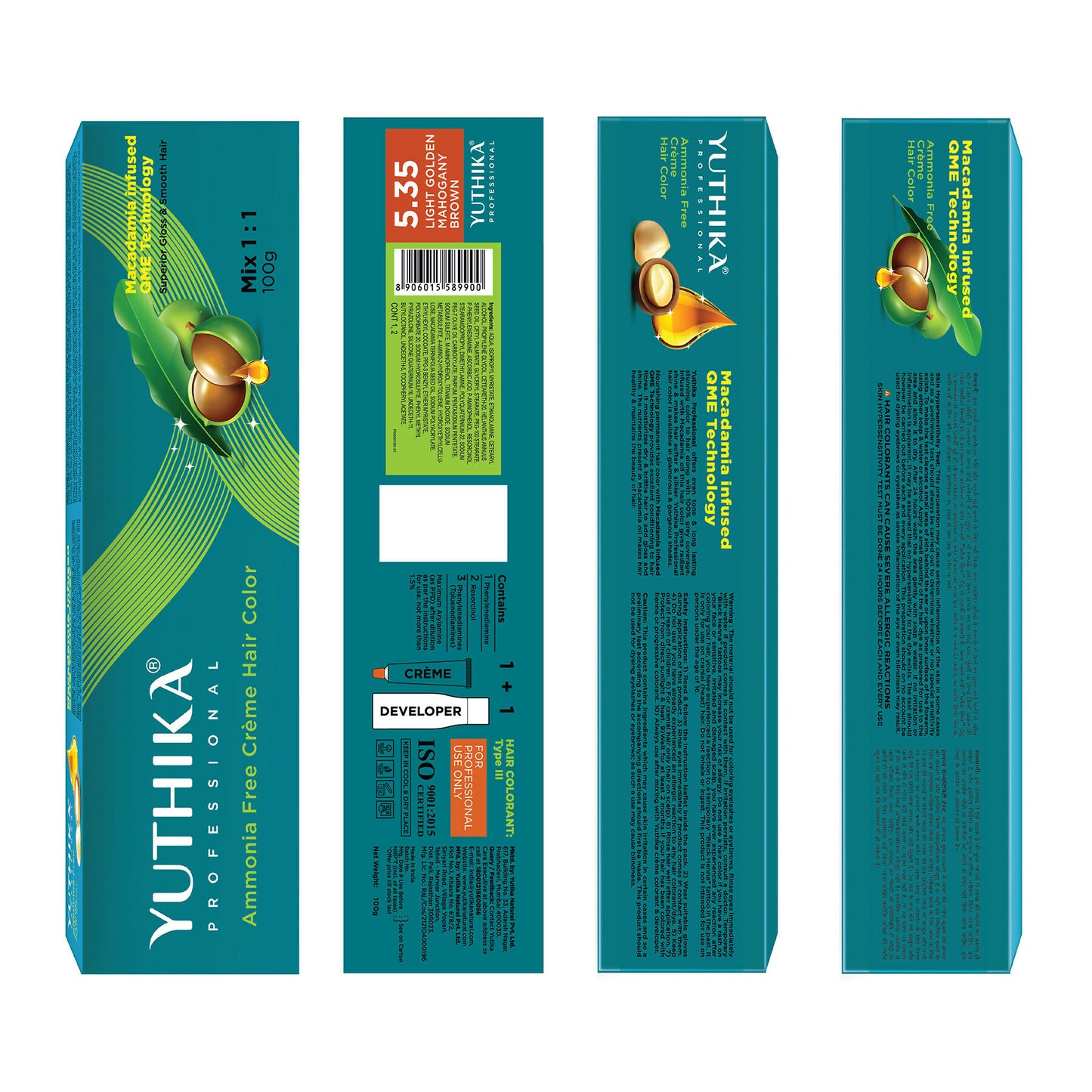 Yuthika Professional Creme Hair Colour - Light Golden Mahogany Brown - Distacart