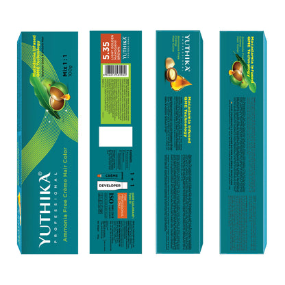 Yuthika Professional Creme Hair Colour - Light Golden Mahogany Brown - Distacart