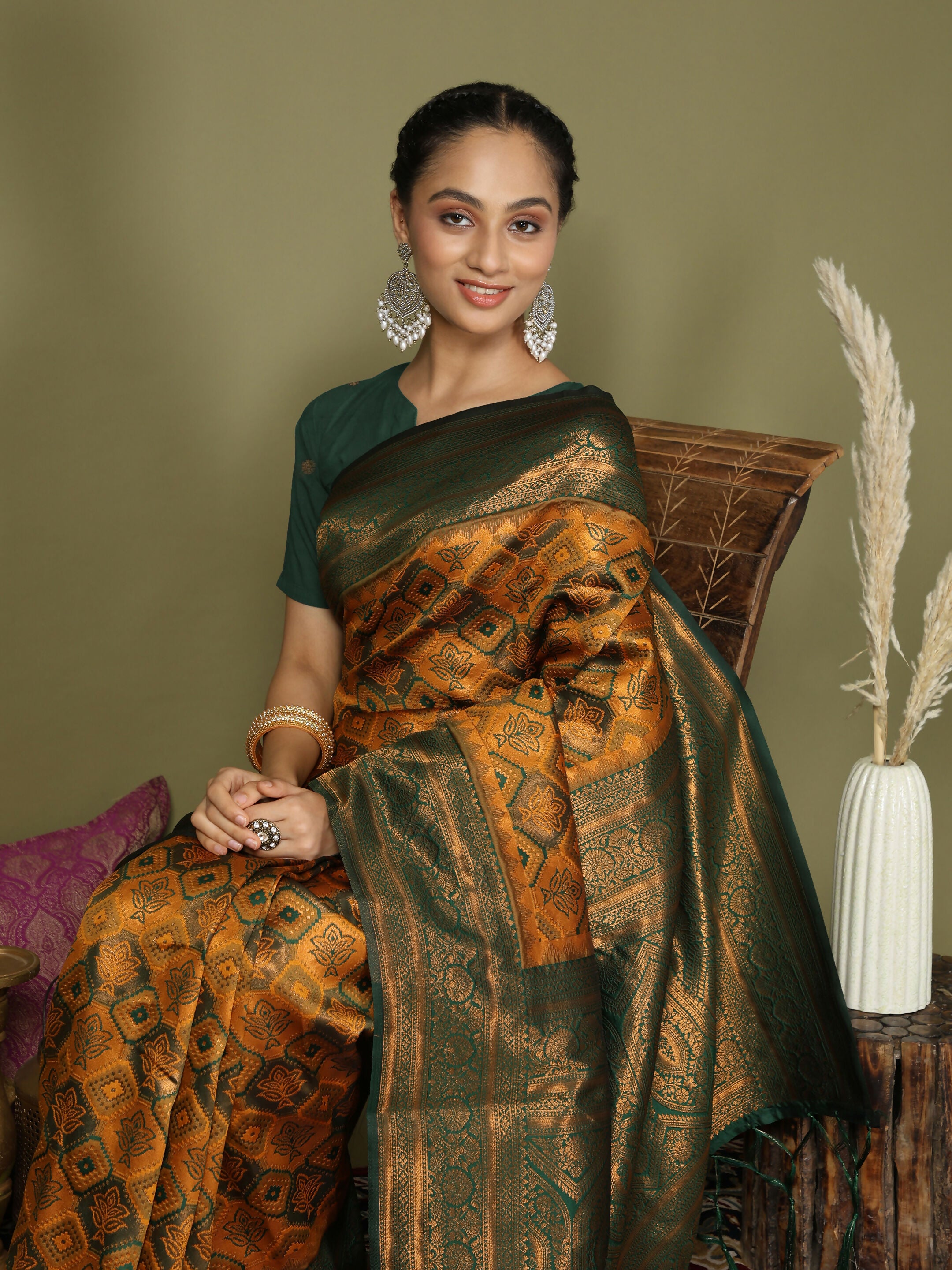 Astita Lichi Silk Yellow Saree