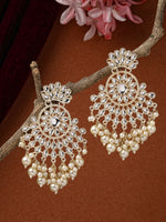 Thumbnail for NVR Women Gold-Plated Kundan Chandbali Earrings - Distacart