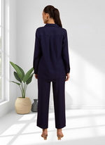 Thumbnail for Joban Fashion Navy Blue Silk Embroidered Readymade Cord Set - Distacart