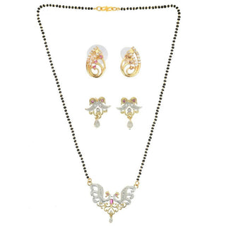 AanyaCentric Gold Plated Mangalsutra with Pendant, 2 Pair Earrings - Distacart