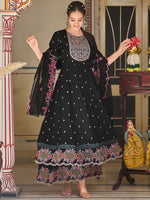 Thumbnail for Kalini Floral Embroidered Thread Work Anarkali Kurta With Palazzos & Dupatta - Distacart