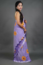 Thumbnail for Exclusive Collection Light Violet Pure Cotton Saree With Sunflower Design