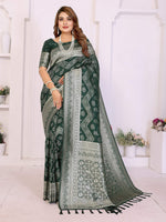 Thumbnail for Aastha Fashion Green Georgette Silk Leheriya With Elegant Zari Weaving Saree - Distacart