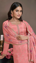 Thumbnail for Anaita Pink Silk Embroidered Stitched Salwar Suit - Distacart
