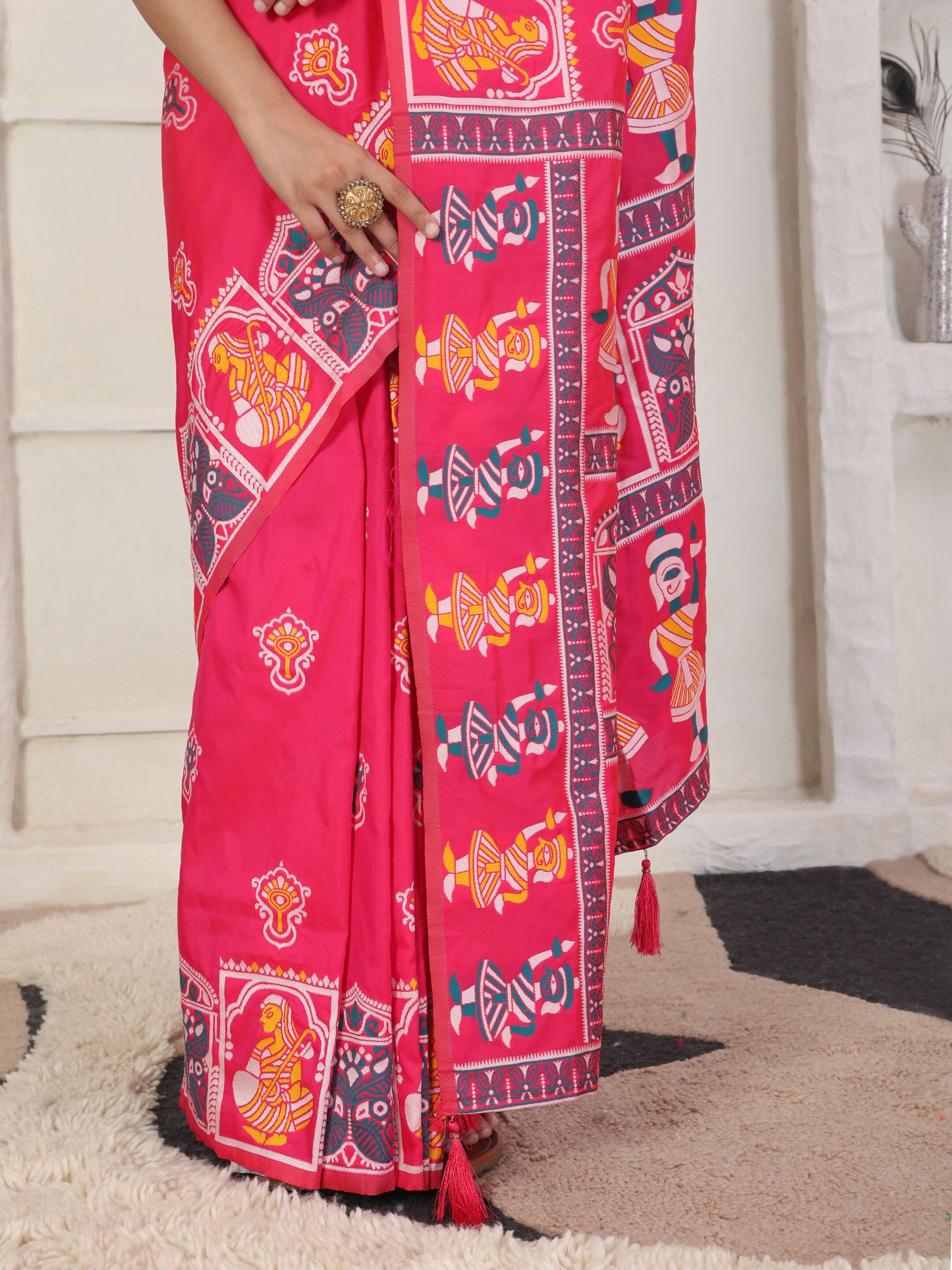 Shree Shyam Fashion Silk Blend Pink Saree - Distacart