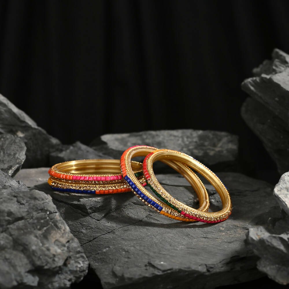 Afast Elegant Bridal & Wedding Party Fashion Bangle/Kada Set, Multi, Glass, Pack Of 8 Model No- A42 - Distacart