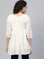 Thumbnail for Ahalyaa Women Off-White Cotton Embroidered Tunic