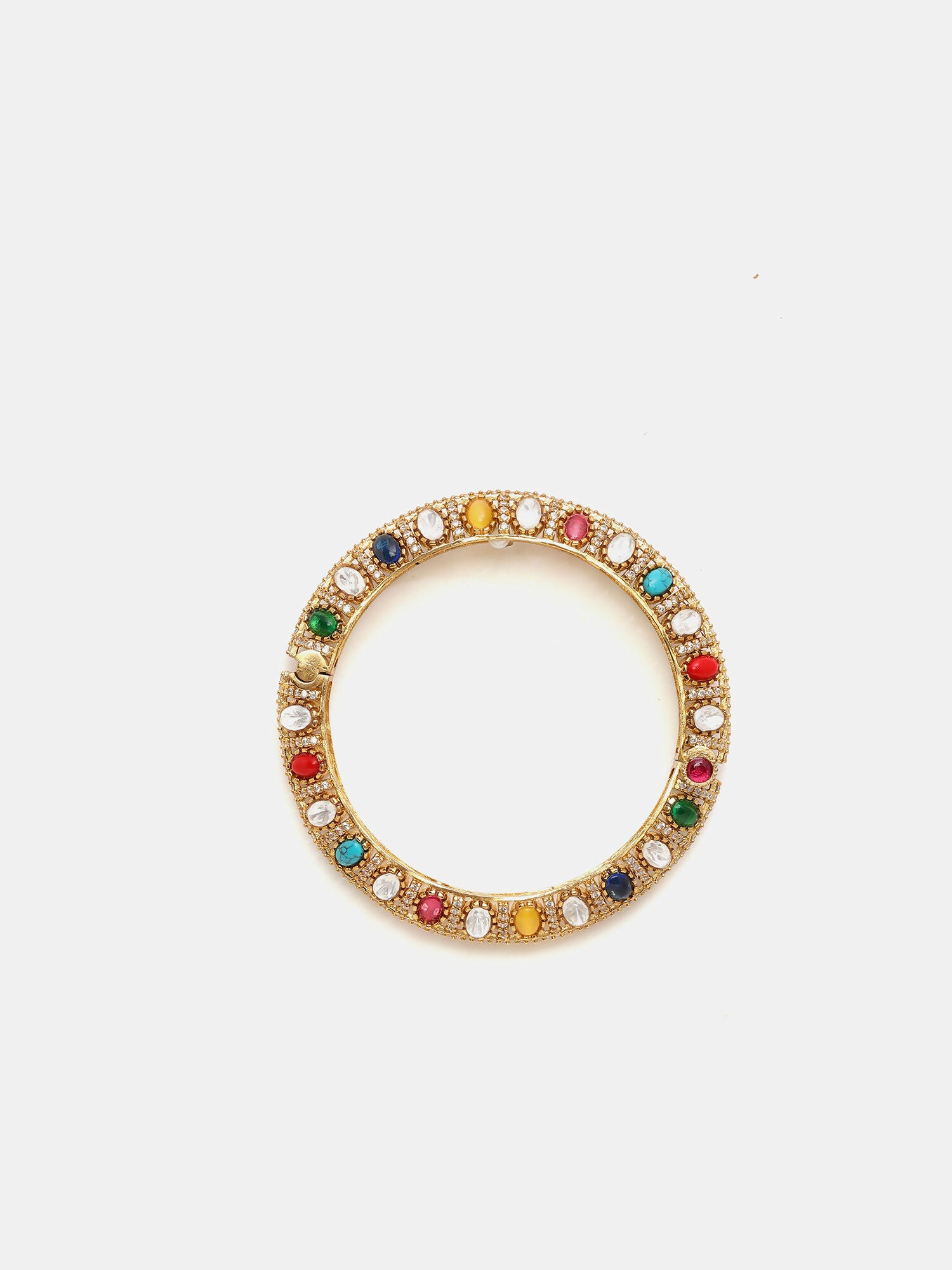 Ruby Raang 22k Gold Polished Multi Kundan Bracelet