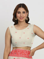 Thumbnail for Astita Linen Cotton Cream & Red Saree