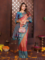 Thumbnail for Aastha Fashion Orange Tissue Silk Weaving Saree - Distacart