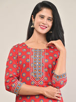 Thumbnail for Swasti Women Red Ethnic Motifs Printed Straight Fit Pure Cotton Kurta - Distacart