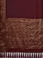 Thumbnail for Anouk Burgundy & Gold-Toned Zari Pure Georgette Kanjeevaram Saree - Distacart