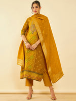 Thumbnail for Soch Ethnic Motifs Regular Thread Work Kurta With Trousers & Dupatta - Distacart