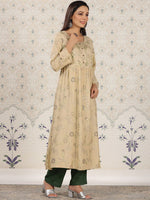 Thumbnail for Ode by House of Pataudi Ethnic motifs Printed Mirror Work Detailed A-Line Kurta - Distacart