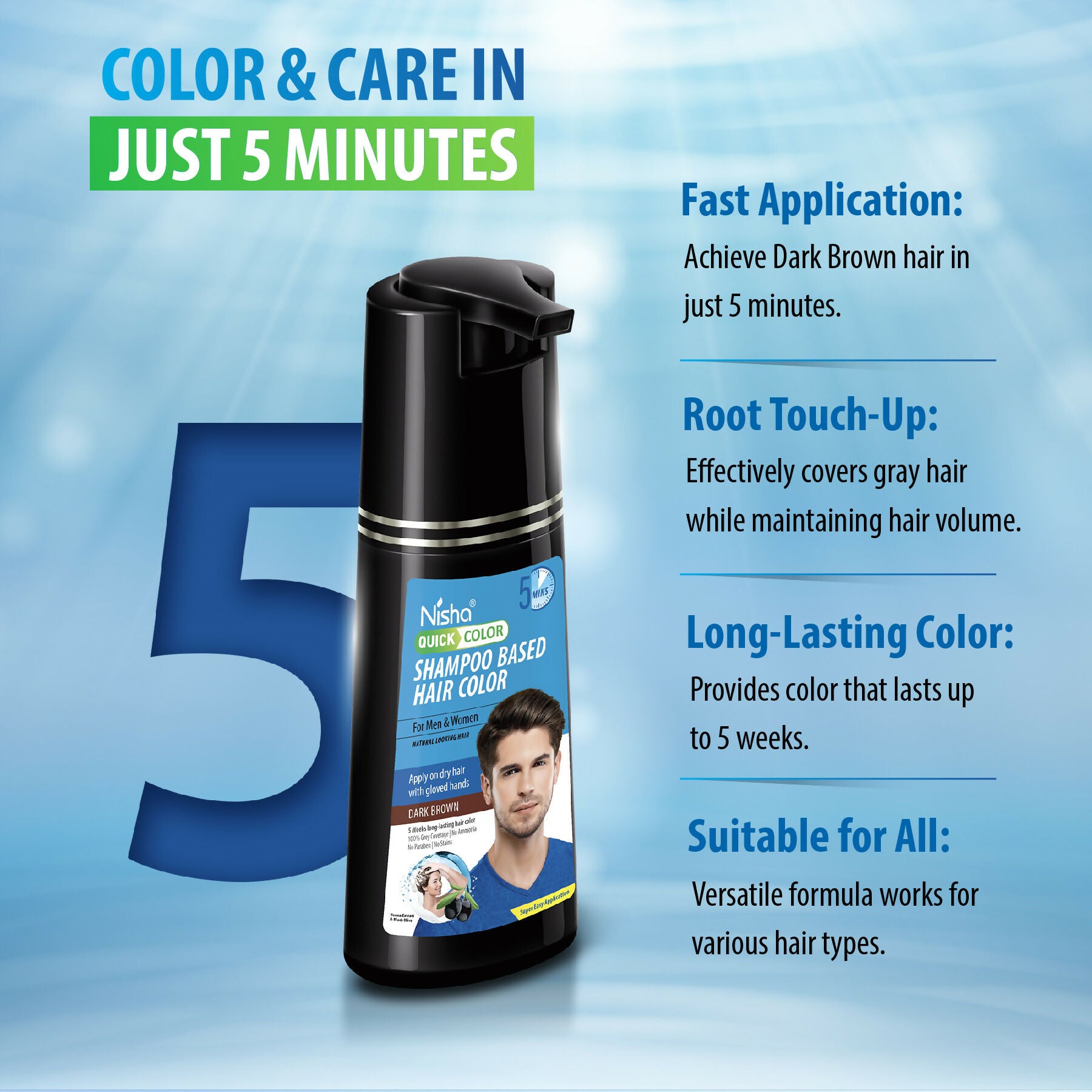Nisha Quick Color Shampoo Hair Color,Dark Brown - Distacart