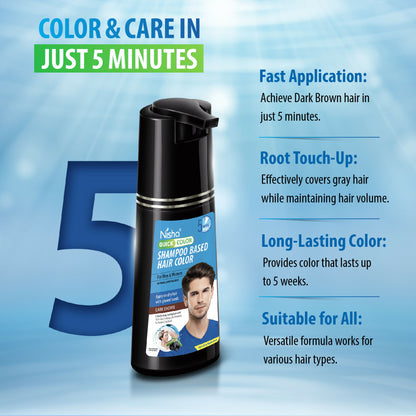 Nisha Quick Color Shampoo Hair Color,Dark Brown - Distacart