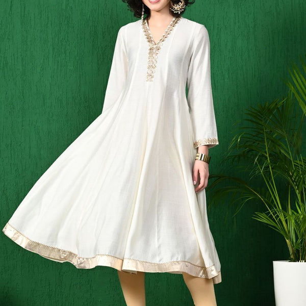 Sangria Sequinned V-Neck Anarkali Kurta - Distacart