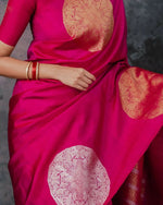 Thumbnail for Preksha Creation Designer Women Banarasi Soft Silk Saree - Red - Distacart