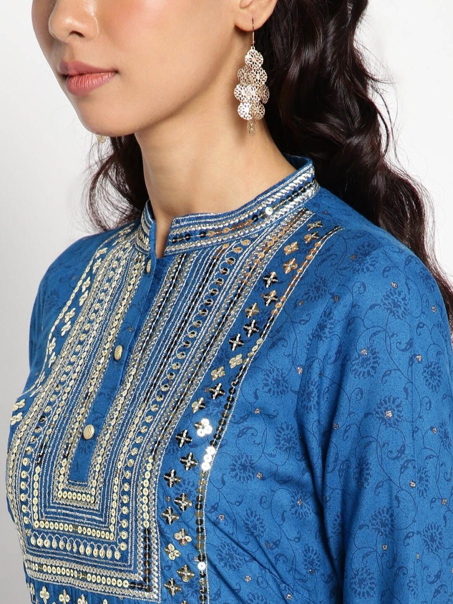 AURELIA Ethnic Motifs Chiffon Ethnic Dress - Distacart