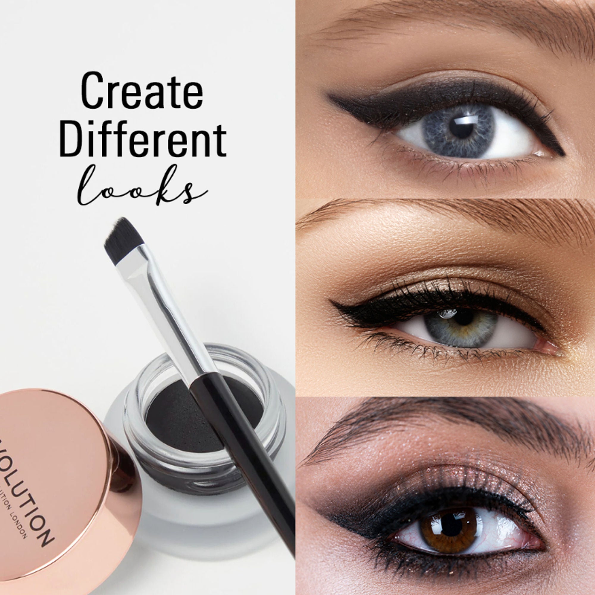 Makeup Revolution Gel Eyeliner Pot with Brush - Black