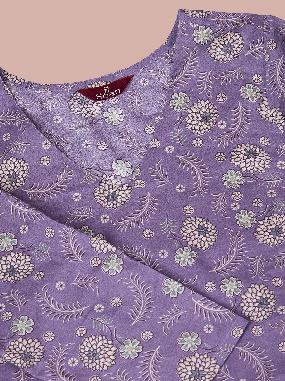 Ode by House of Pataudi Floral Printed Pure Cotton Kurta with Trousers & Dupatta - Distacart