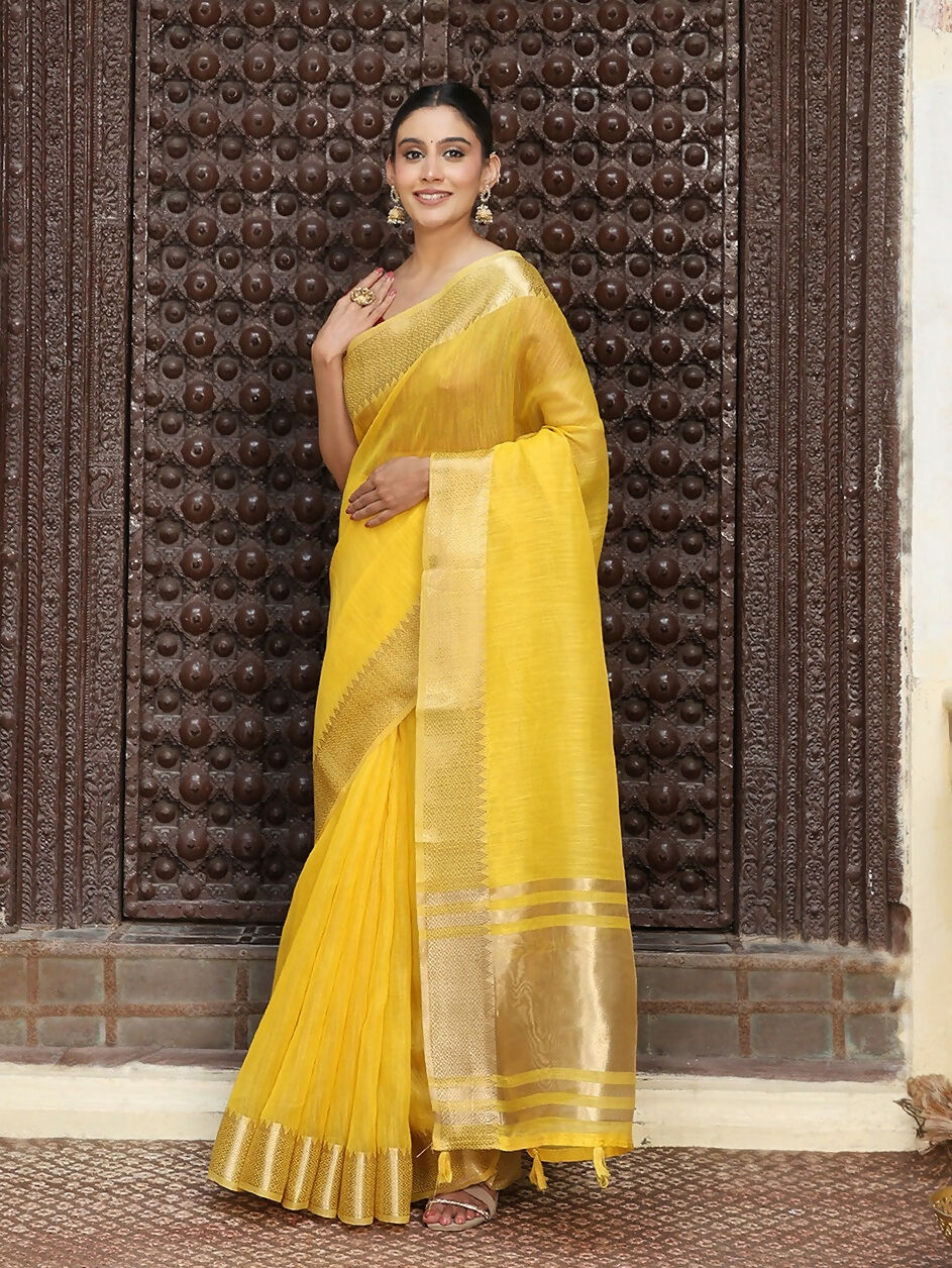 Astita Yellow Cotton Saree