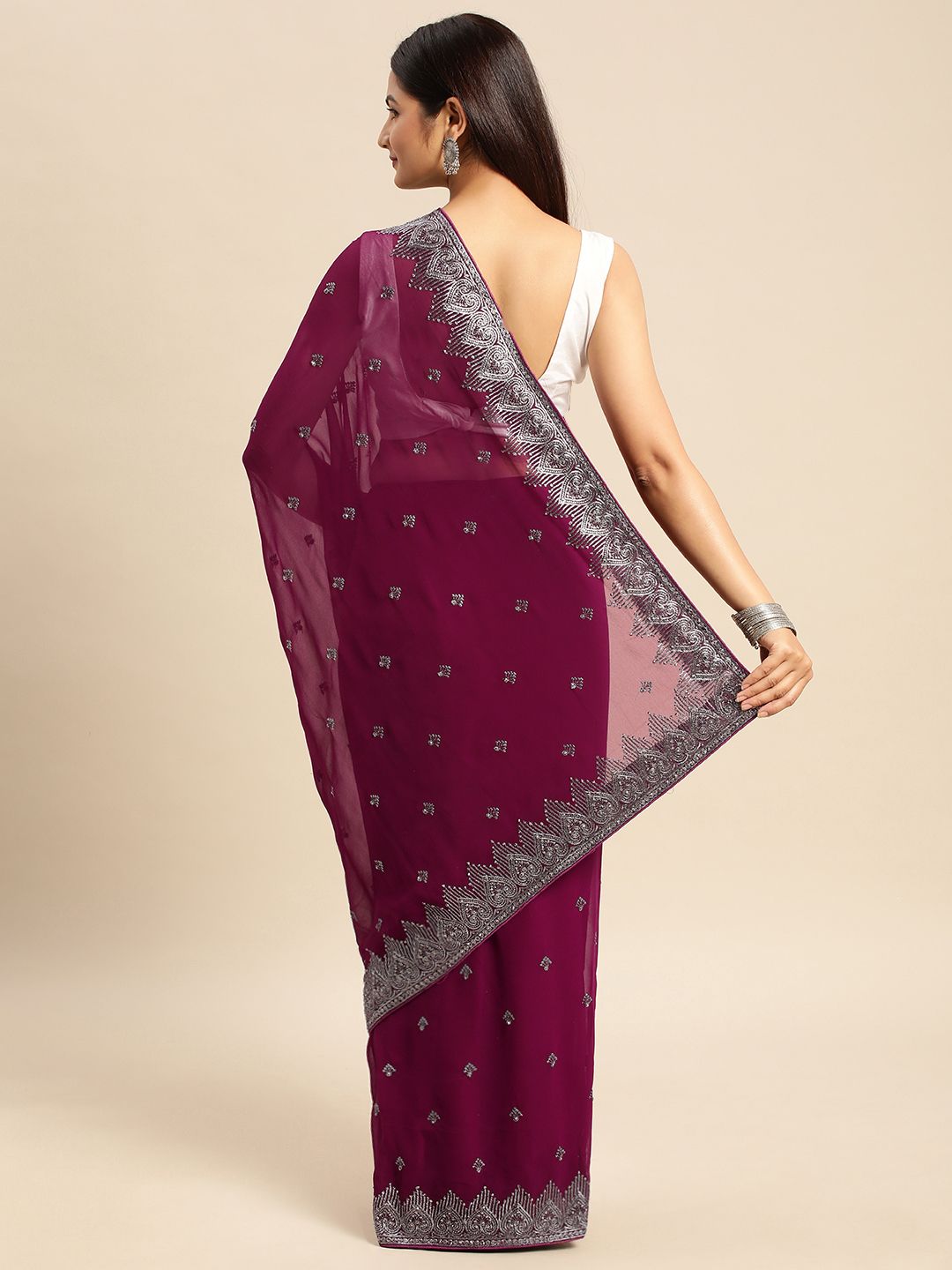 kasee Embroidered Ethnic Motifs Zari Pure Georgette Saree - Distacart