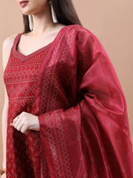 Thumbnail for Vishudh Shoulder Straps Ethnic Motifs Printed Empire Kurta with Trousers & With Dupatta