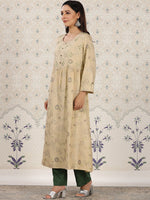 Thumbnail for Ode by House of Pataudi Ethnic motifs Printed Mirror Work Detailed A-Line Kurta - Distacart